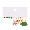 5-pair Christmas earring set with reindeer, snowmen and tree charms in colorful enamel - Style 03 Christmas Set-5 Pairs (Snowman/Tree/Reindeer)