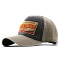 Berretto da baseball vintage California in tela lavata grigio e kaki con ricamo - Regolabile / Cachi & Nero