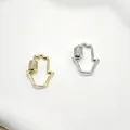 Golden and silver Hamsa hand jewelry clasps with zircon stones in 23.3mm size - Hamsa Hand / 18K Gold Plated