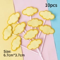 Set of 10 yellow cloud-shaped cake toppers for DIY handwriting, size 6.7x3.7cm - Yellow Cloud Writing Topper - 10 Pcs