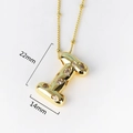 Detailed view of gold letter I pendant with inset stones measuring 22mm by 14mm - Letter I(XED218)