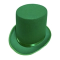 Groene St. Patrick's Day hoge hoed van vilt met satijnen lint voor optredens - Volwassene (Hoogte 20cm/Omtrek 61cm) / Groen