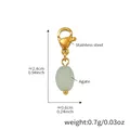 Golden clasp green agate bead necklace pendant with 2.4cm height and stainless steel hook - Gold Pale Green Agate Pendant (D150-7)