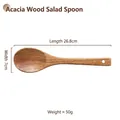 Handcrafted acacia wood salad spoon with natural grain and 26.8cm long handle - Acacia Wood / Acacia Wood Salad Spoon