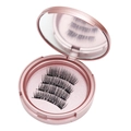Pink magnetic eyelash storage case with mirror and multiple pairs of black lashes - KS-01