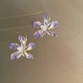 Vintage purple flower earrings with gold edges and gradient enamel floral pattern - Purple Gradient Gold-Edged Silver Needle Style (17#)