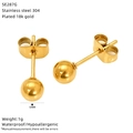 Detail of 5mm 18k gold plated stainless steel stud earrings with size and material info - Steel Bead Style (SE287G)