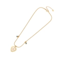 Collar de corazón dorado con gema rosa y cuentas azules en una fina cadena de serpiente - Estilo de Corazón de Diamante Rosa (1#)