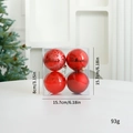 Set de 4 bolas de Navidad rojas de 8cm con acabados brillante y glitter para decorar - 8cm 4 Piezas/Caja / Rojo