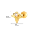 Orecchino a perno per cartilagine a stella dorata con zircone e chiusura a vite - Stile Geometrico ad Ala (0180-2# Oro) / Oro