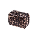 Neceser de piel sintética con estampado de leopardo, doble cremallera y gran capacidad - Bolso de Mano Leopardo Amarillo