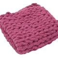 Handmade chunky chenille knit blanket in deep pink color with soft woven texture - 25*100cm / Dusty Pink