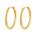Minimalist gold stainless steel hoop earrings with secure plug-in clasp design - Gold 1.6*13mm