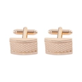 Men's rose gold rectangular business cufflinks with elegant diamond mesh engraved pattern - Rose Gold Mesh Pattern