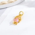 Detailed view of golden girl pendant with a pink heart stone for DIY jewelry making - Little Girl - Pink Heart (Style B)