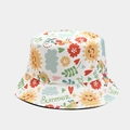 Detailed view of white cotton bucket hat with colorful Summer cartoon prints and patterns - M (56-58cm) / Summer Sun Bird Print