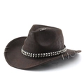 Cappello da cowboy western marrone scuro con fascia in pelle borchiata e anelli in metallo - M (56-58cm) / Caffè Stile Borchie