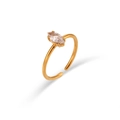 18K gold plated stainless steel open ring featuring a marquise cut clear zircon stone - Adjustable Open / White Zirconia