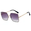 Oversized square sunglasses with purple gradient lenses and golden metal frames - Black/Gradient Grey