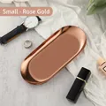 Small rose gold oval stainless steel jewelry tray with polished mirror finish surface - Stainless Steel / Small / Oval Rose Gold (18*8.5cm)