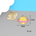 Detailed size view of an asteroid planet alloy charm with yellow and pink enamel finish - Planet/Saturn / Pink and Yellow Planet