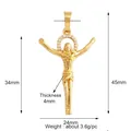 Copper gold-plated Jesus cross pendant with white zircon stones measuring 45x24mm - Silver L021112-Jesus Cross Gold