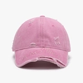 Gorra de béisbol rosa desgastada con bordado BLACK PALM y detalles de estilo vintage - Ajustable / Rosa