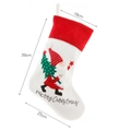 White Christmas stocking with Santa embroidery and red knit cuff, 39x25cm dimensions - Large Santa with Tree / 39x25cm