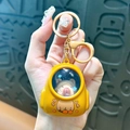 Adorable yellow Capybara keychain with rotatable face design for backpacks and car keys - Night Light - Persimmon