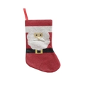 Mini red felt Christmas stocking with Santa Claus applique and hanging loop for cutlery - Santa Claus