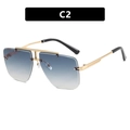 Lunettes de soleil carrées sans monture avec verres dégradés bleus et métal doré - Gris dégradé