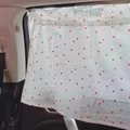 Car window sunshade in white fabric with red heart pattern and hook installation - Red Small Heart