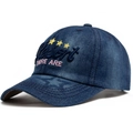 Berretto da baseball in denim blu scuro con ricamo Resort e design a stelle - Regolabile / Blu Scuro (Ricamo Navy)