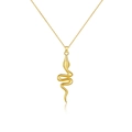 S925 sterling silver long snake pendant necklace with polished gold finish and fine chain - 925 Silver / 18K Gold