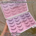 Lot de 40 paires de faux cils style épi de blé dans une boîte rose élégante - Livre de Cils Mixte Haut Bas