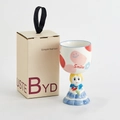 Creative hand-painted ceramic goblet featuring a smile pattern and cartoon girl base - Princess Blue Single Cup