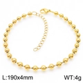Golden stainless steel bead chain bracelet 4mm width with extension clasp 19cm - Gold Bead Chain (KB166901-Z)