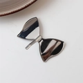 Silver metallic lava-style bow hair clip with high-polish chrome finish for women - Bow Tie Shape Silver