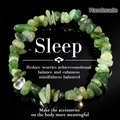 Detail of handmade elastic bracelet featuring polished irregular natural green gemstones - Green Aventurine