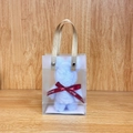 Light blue coral fleece towel bear in a transparent gift bag with a red bow ribbon - 30*30cm (With PVC Handbag) / Light Blue