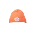 Orange knitted beanie for kids with embroidered The Alpha Icon patch on white background - Orange Street Dance Beanie
