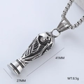 Gothic skull coffin pendant necklace in vintage silver finish with product dimensions - Skull Coffin Pendant