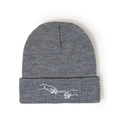 Détail d'un bonnet en maille grise avec broderie blanche mains de La Création d'Adam - M (56-58cm) / Gris