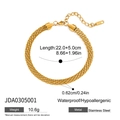 Golden multi-strand stainless steel flat anklet with lobster clasp and adjustable chain - Gold Multi-layer Woven Style / 22.0cm+5.0cm