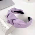 Light purple solid knotted wide headband for women on a white ceramic cup background - Purple 16.3CM