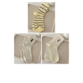 Three-pack mid-tube cotton socks with bear embroidery and stripe patterns - 3 Pairs - Striped Fat Bear + Black Bear + Dalmatian