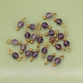 Faceted natural amethyst stone pendant with gold metal ring for DIY jewelry making - Amethyst Style (11S) / 50 Pieces / Purple