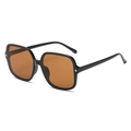 Lunettes de soleil carrées vintage, monture noire, verres marron et détails étoile - Monture Noire Verres Thé