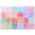 Close-up of a 24-grid organizer box filled with 8mm colorful glass jelly beads for DIY jewelry - Jelly Bright White Beads / 24 Grids/480 Pcs