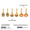Halloween stainless steel earring set featuring skull and pumpkin charms - Skull Gold Pumpkin Two-Tone Style (JDE2408005)